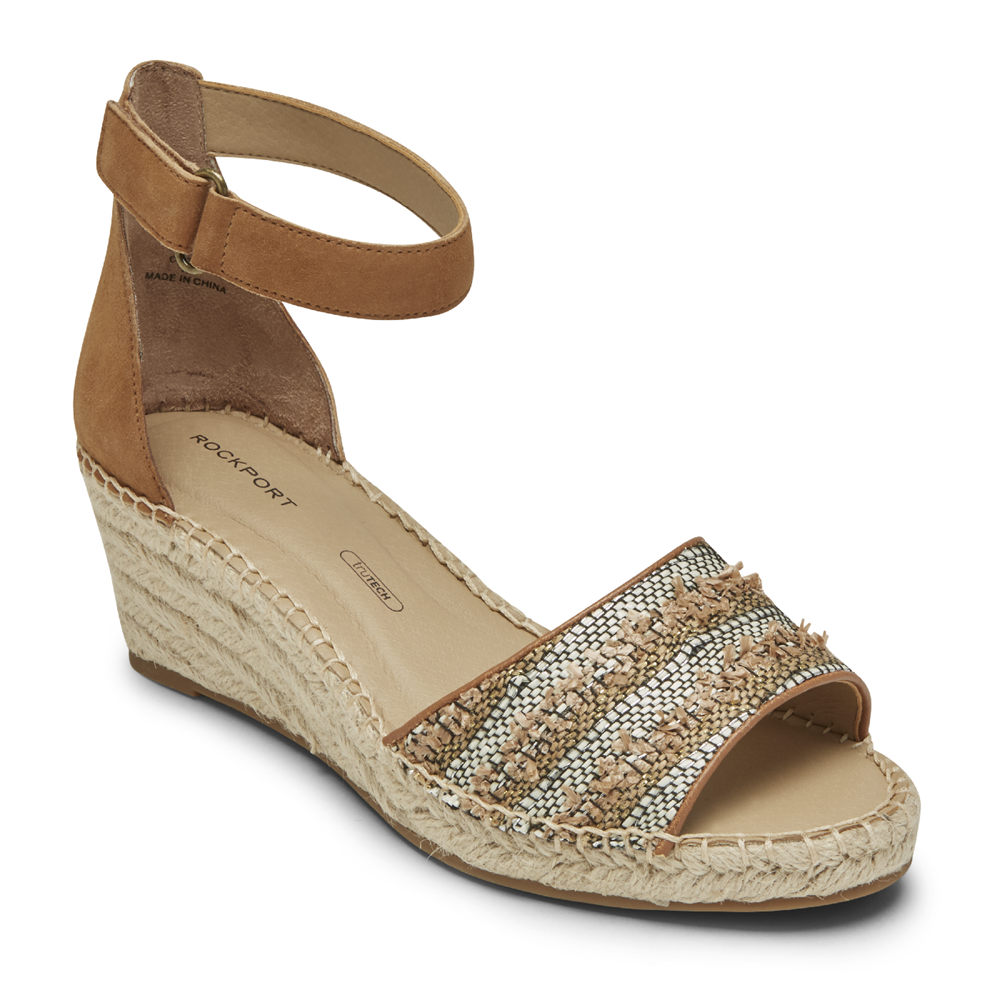 Rockport Sandaler Dame Khaki - Marah Woven Ankle Strap - XMIU69174